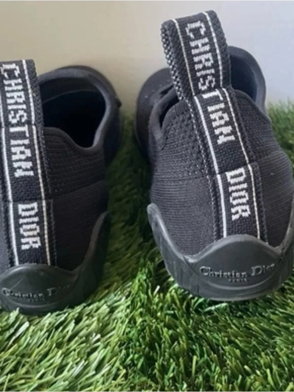 Christian Dior D-Connect Black Knit Slip On Sneakers Bee Logo EU 36.5